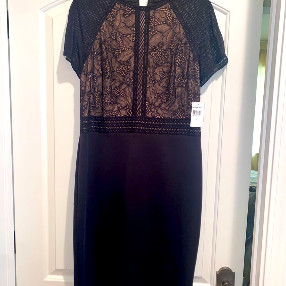 Tadishi Shoji black lace dress size 14